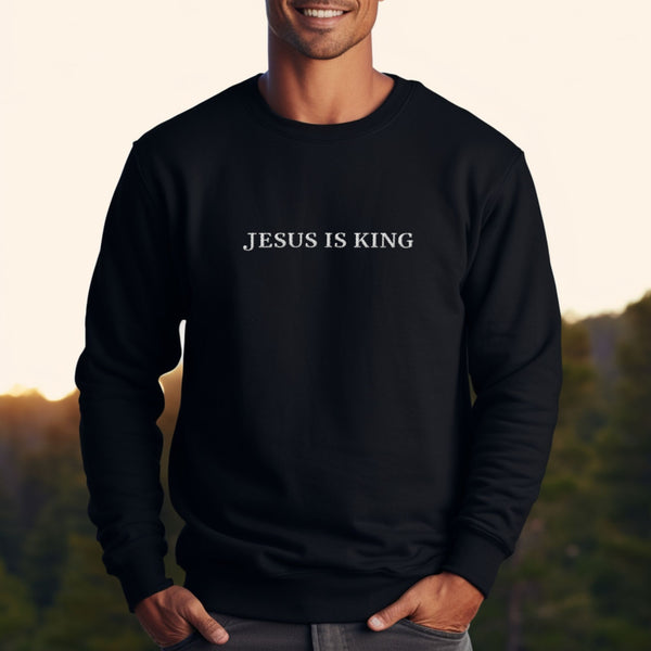 Embroidered Jesus is King Sweatshirt Hover