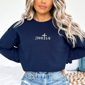 John 3:16 Sweatshirt Embroidery | Christian Embroidered Sweater