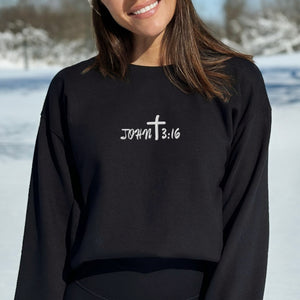 John 3:16 Sweatshirt Embroidery | Christian Embroidered Sweater