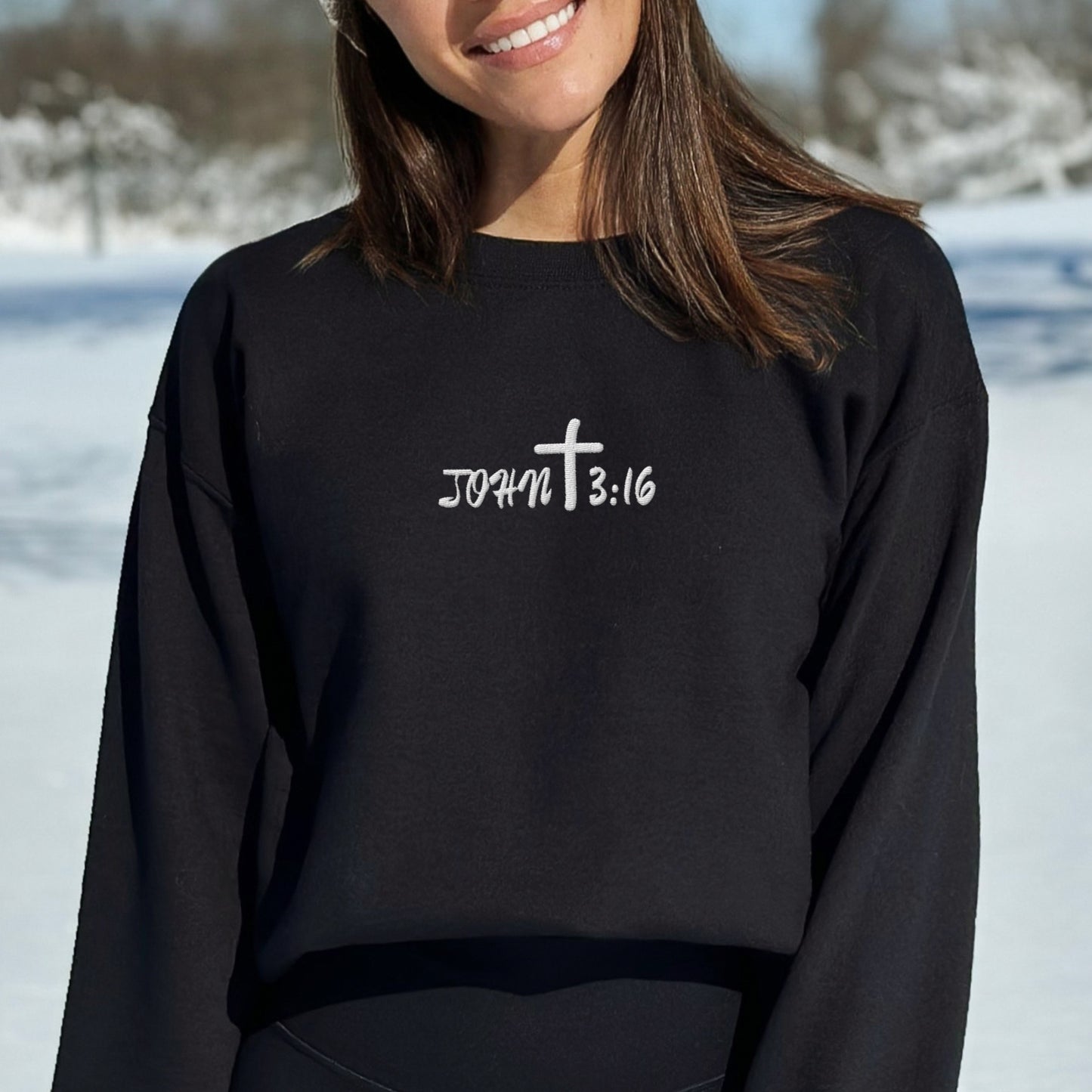 John 3:16 Sweatshirt Embroidery | Christian Embroidered Sweater