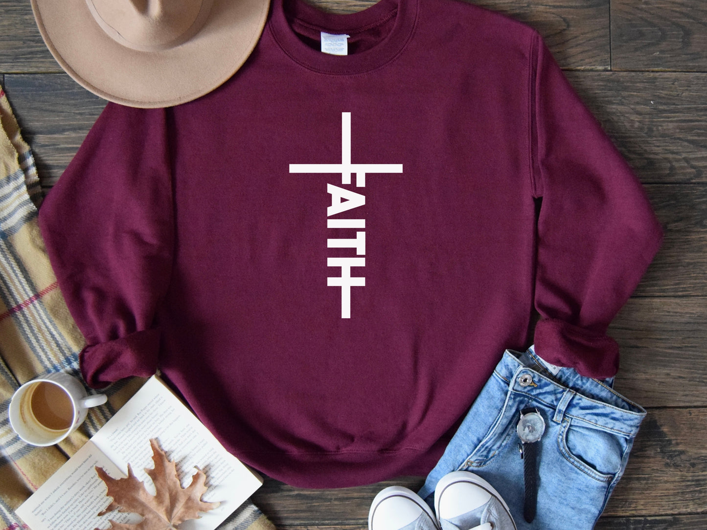 Faith Sweatshirt - Crewneck Sweatshirt | Faith Cross Sweater