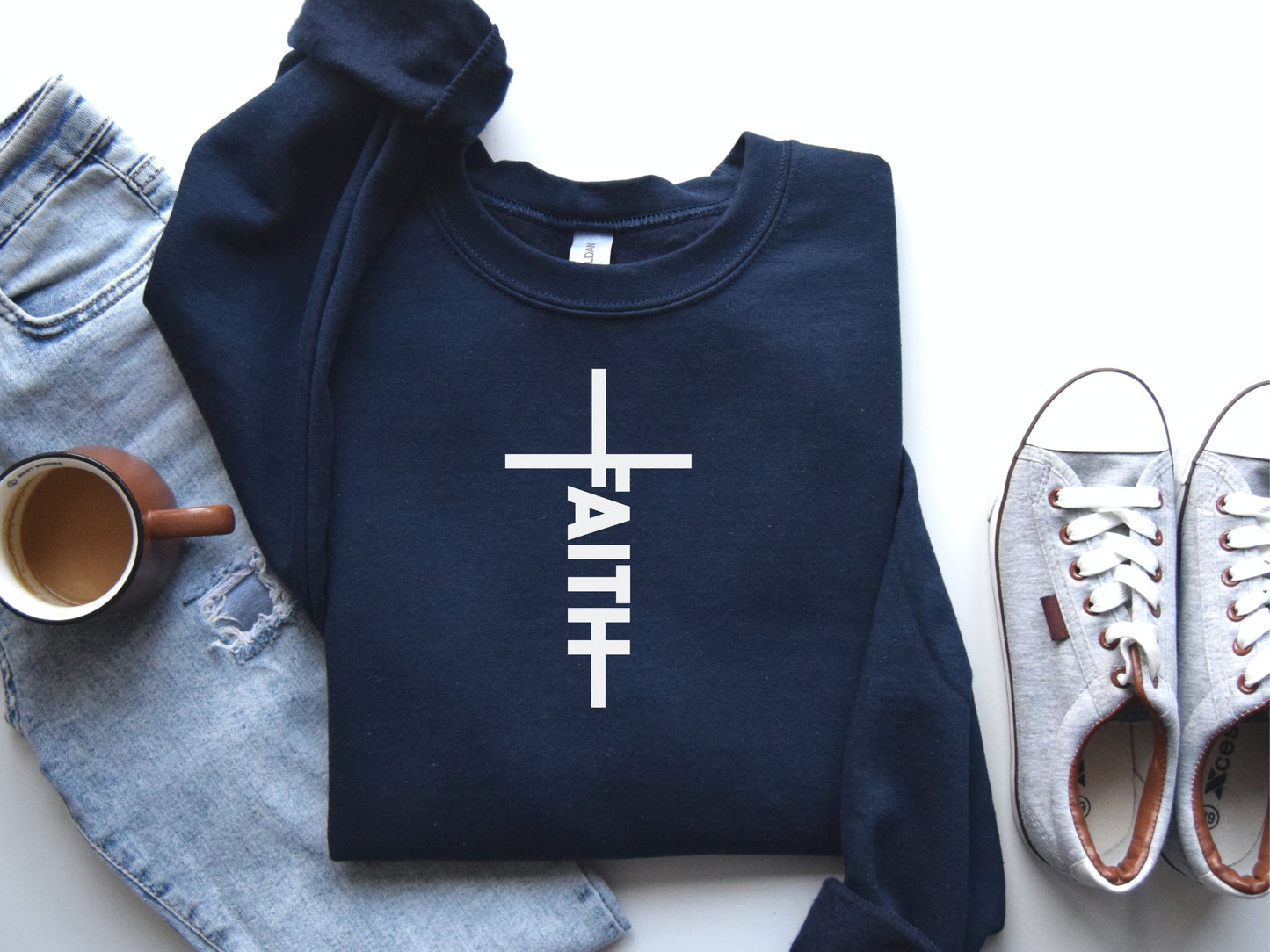 Faith Sweatshirt - Crewneck Sweatshirt | Faith Cross Sweater