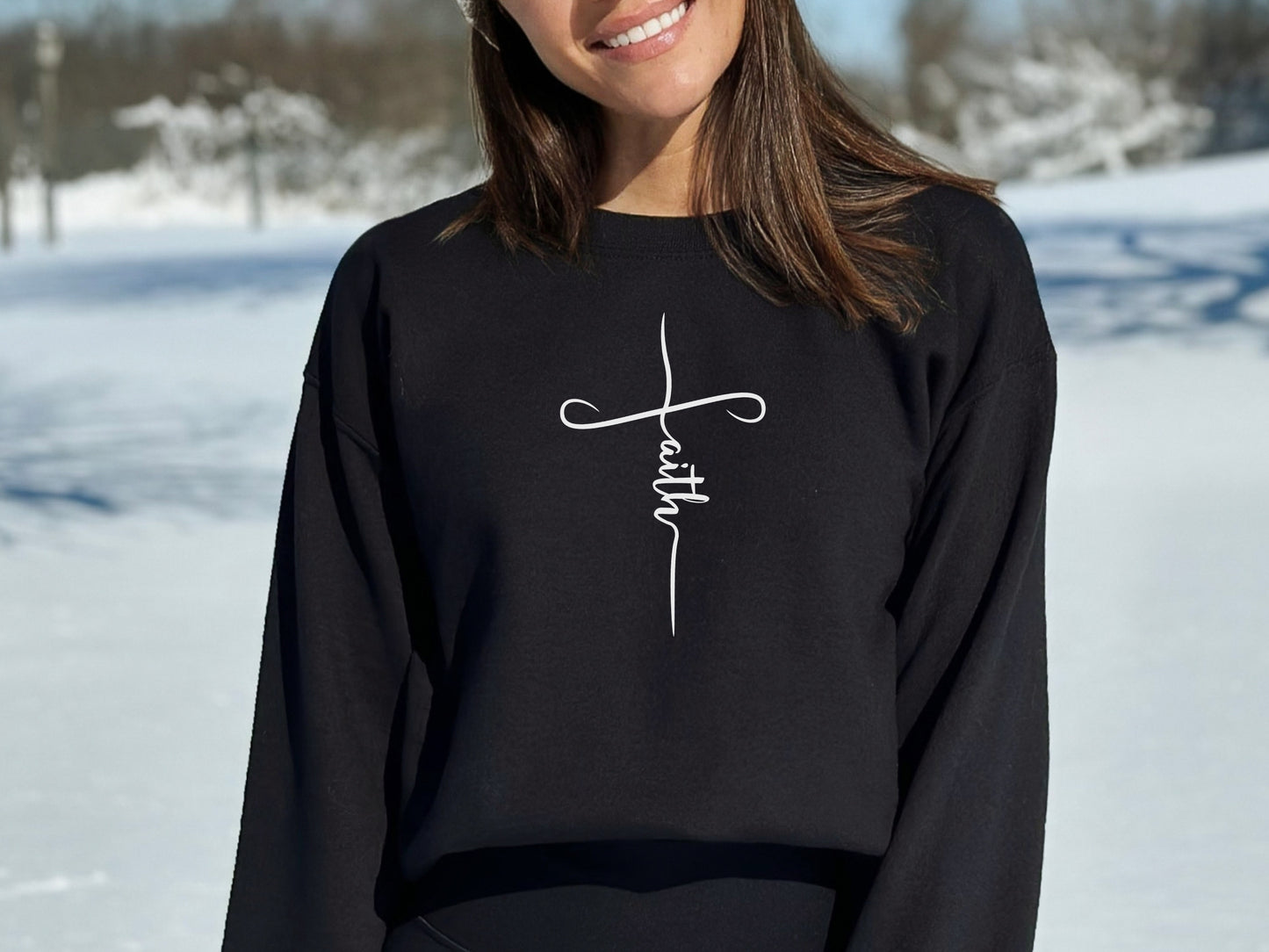 Christian Faith Sweatshirt - Crewneck Sweatshirt | Faith Cross Sweater