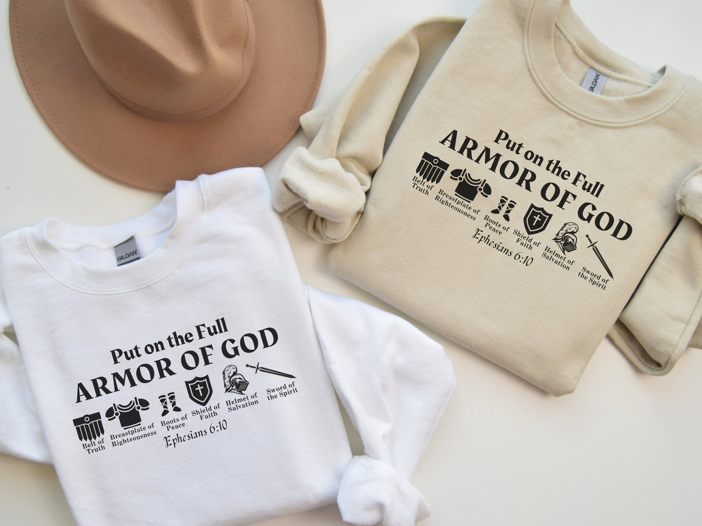 Put on The Full Armor of God Sweatshirt - Christian Crewneck Sweatshirt | Bible Verse Sweater