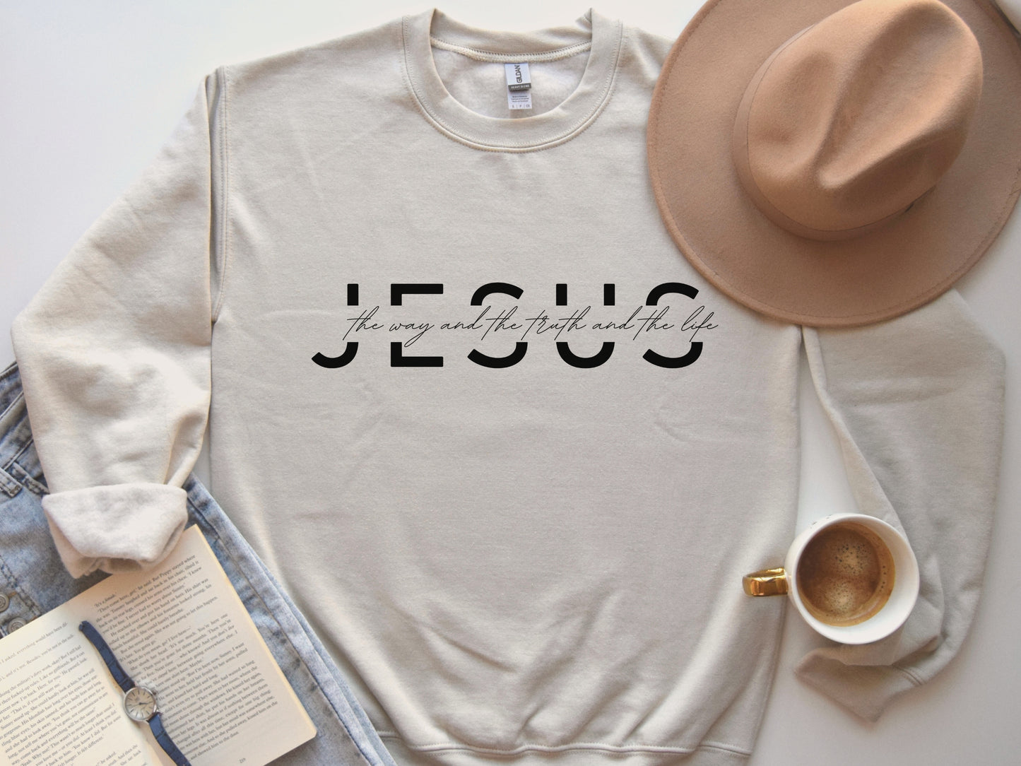 Jesus Sweatshirt - The Way, The Truth and The Life - Bible Verse Crewneck Sweatshirt