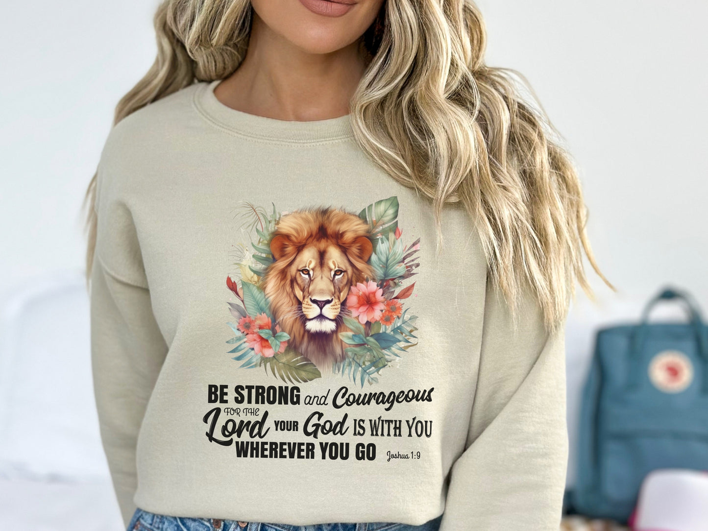 Be Strong and Courageous - Christian Sweater With Bible Verse Joshua 1:9