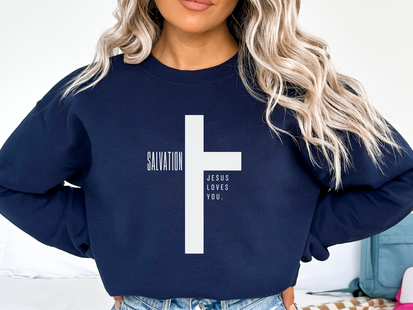 Jesus Sweatshirt | Jesus Loves You Sweatshirt, Salvation Christian Cross Sweatshirt