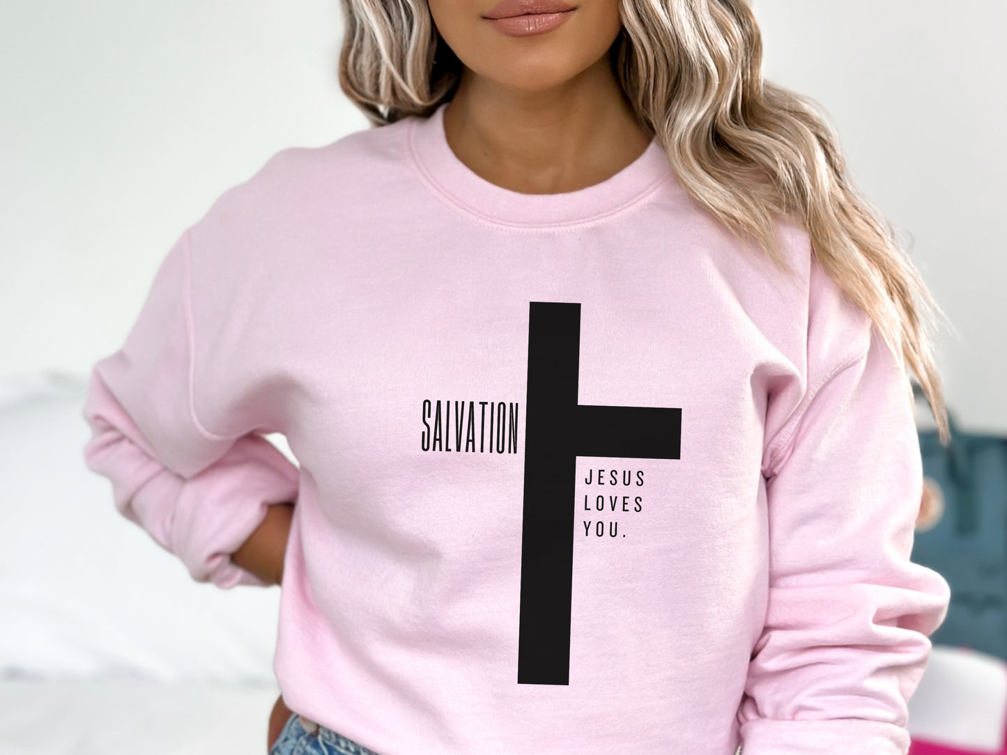 Jesus Sweatshirt | Jesus Loves You Sweatshirt, Salvation Christian Cross Sweatshirt