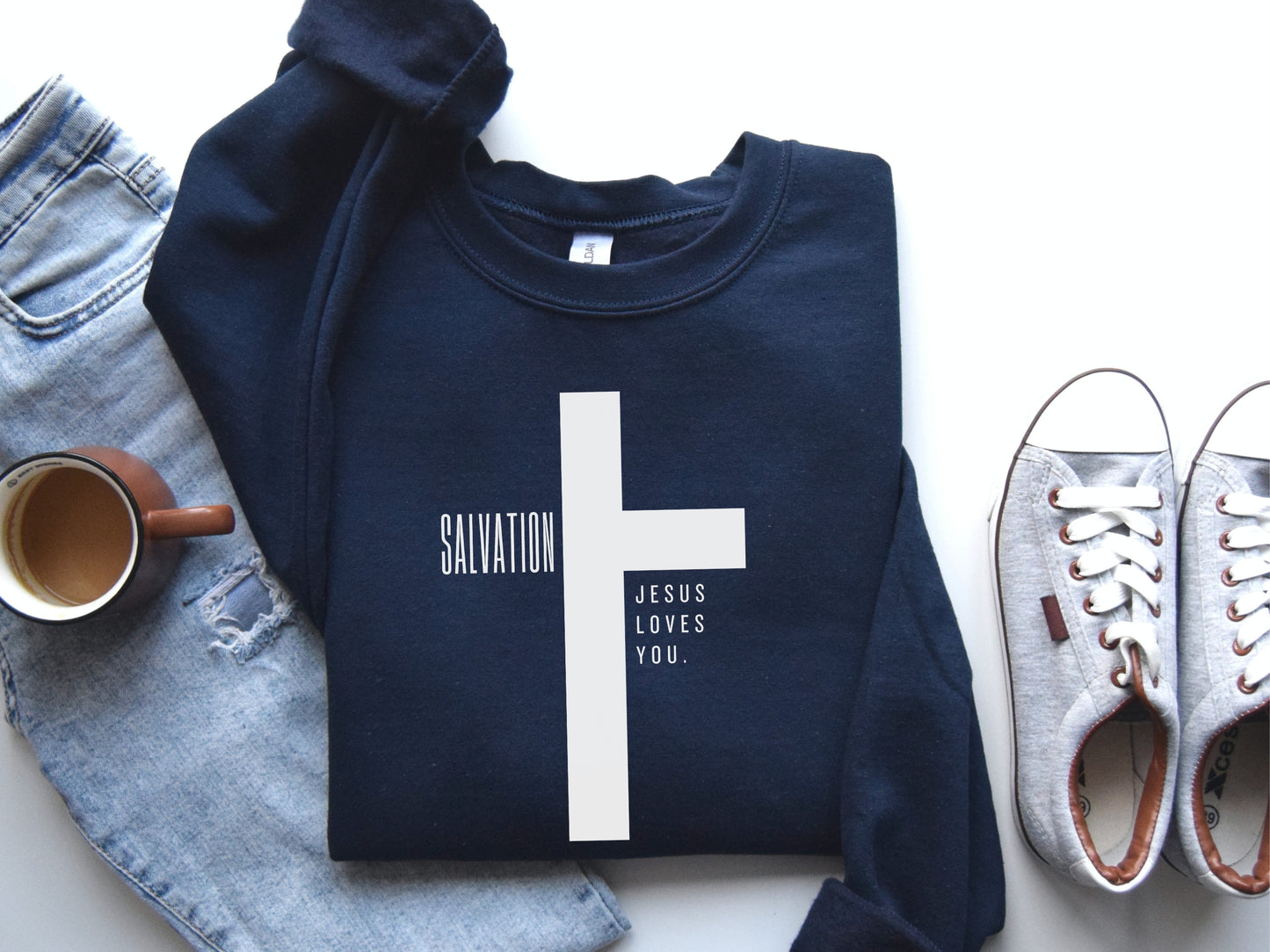 Jesus Sweatshirt | Jesus Loves You Sweatshirt, Salvation Christian Cross Sweatshirt