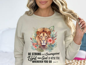 Be Strong and Courageous - Christian Sweater With Bible Verse Joshua 1:9