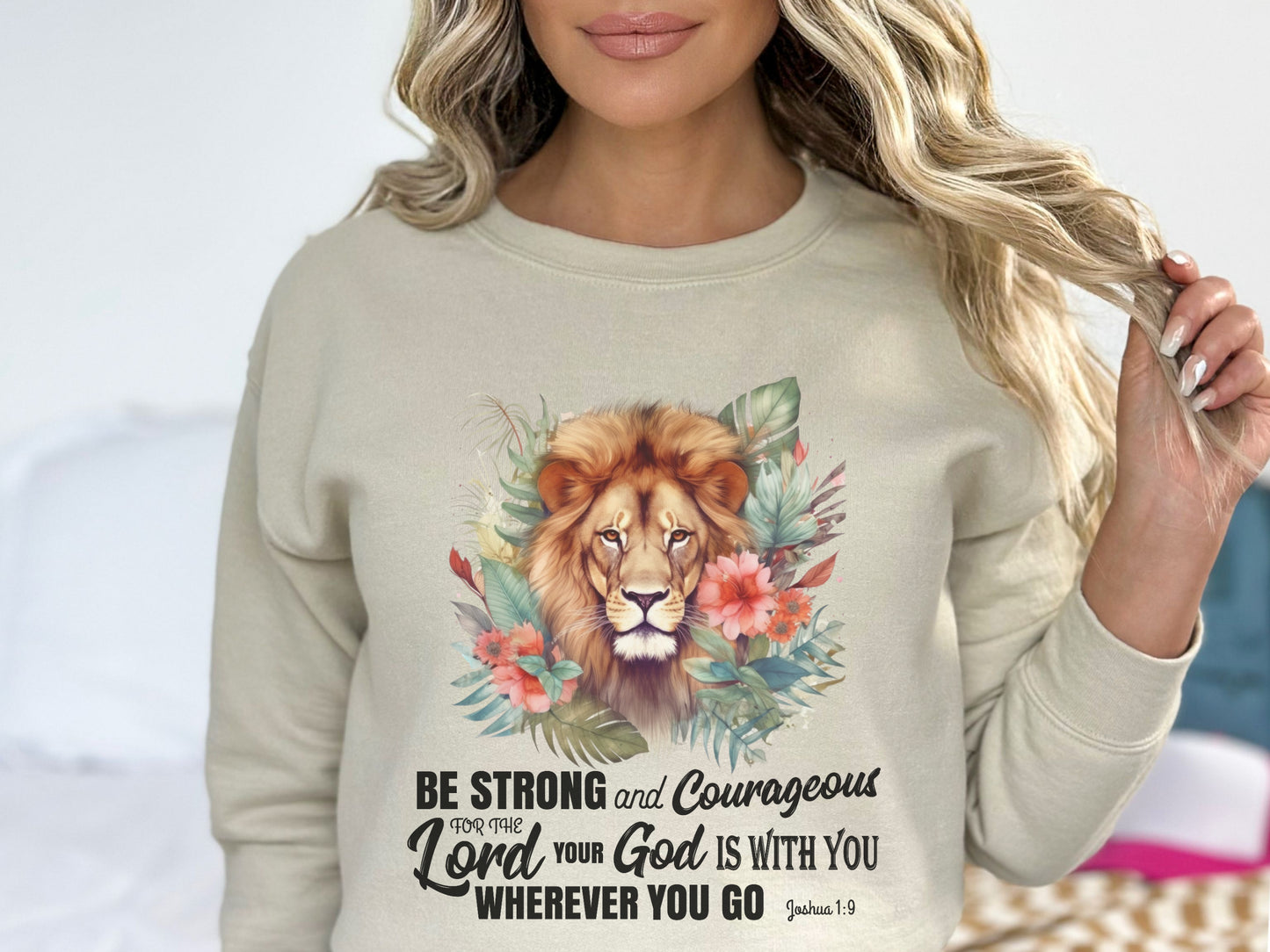 Be Strong and Courageous - Christian Sweater With Bible Verse Joshua 1:9