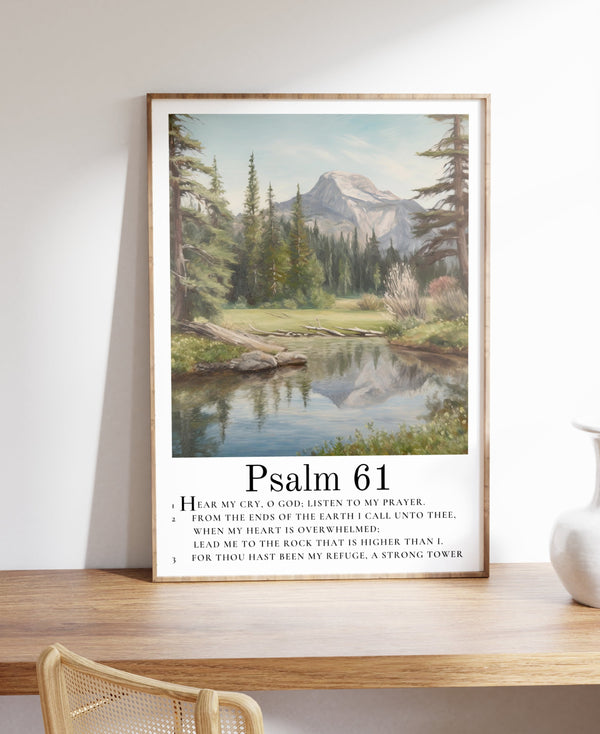 Lead Me to The Rock - Psalm 61 Scripture Wall Art - Unframed Print