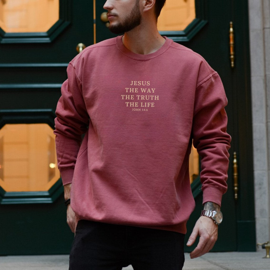 Jesus is The Way The Truth The Life - John 14:6 Sweatshirt | Comfort Colors Sweatshirt | Bible Verse Sweater