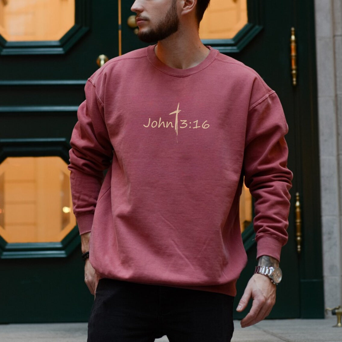 John 3:16 Sweatshirt - For God So Loved The World Sweater | Comfort Colors Sweatshirt