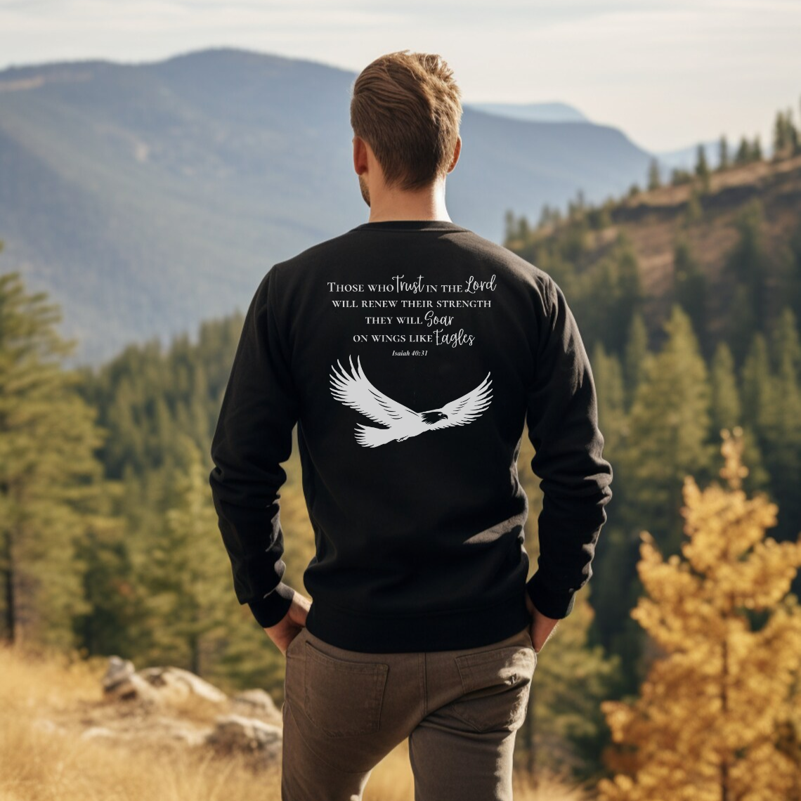 Trust in the Lord Christian Sweatshirt - Soar on Wings Like Eagles - Isaiah 40:31