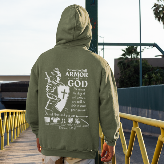 Put On The Full Armor of God Hooded Sweatshirt | Bible Verse Hoodie - Ephesians 6:10-17