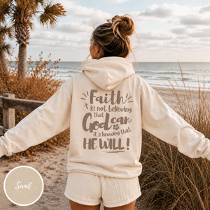 Faith Hoodie | Brown Aesthetic Hooded Sweatshirt, Christian Hoodie