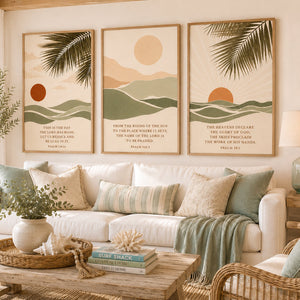 Coastal Psalm Wall Art Set of 3 – Christian Beach House Decor