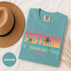 Freedom Beach Christian Surf Tee - 2 Corinthians 3:17