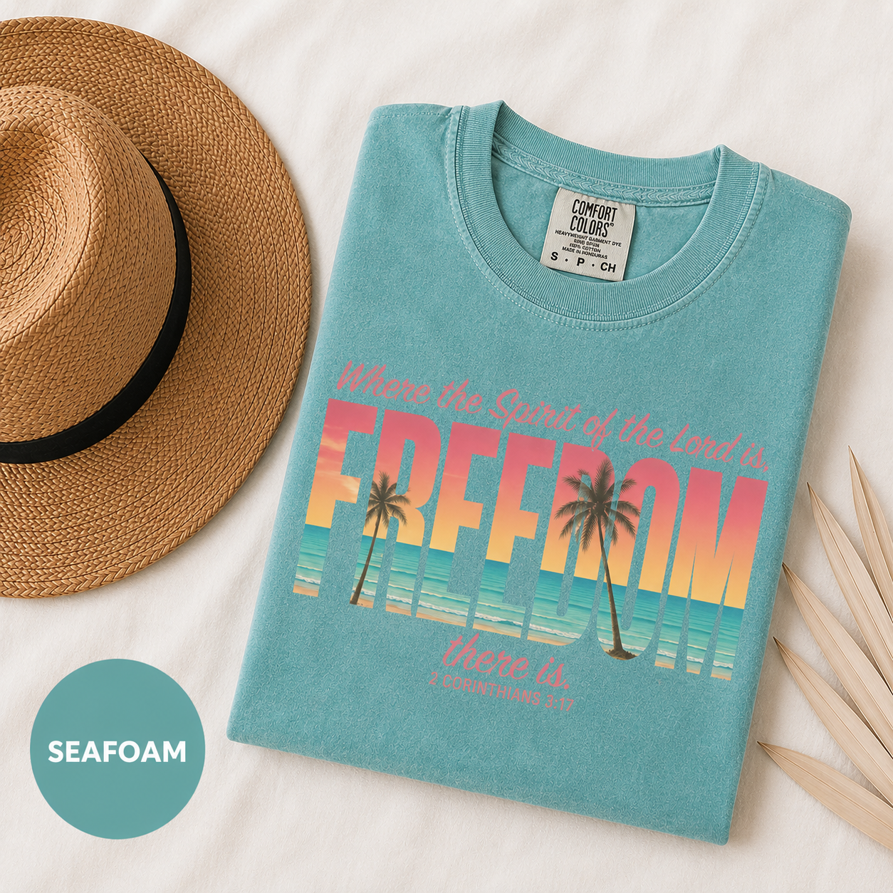 Freedom Beach Christian Surf Tee - 2 Corinthians 3:17
