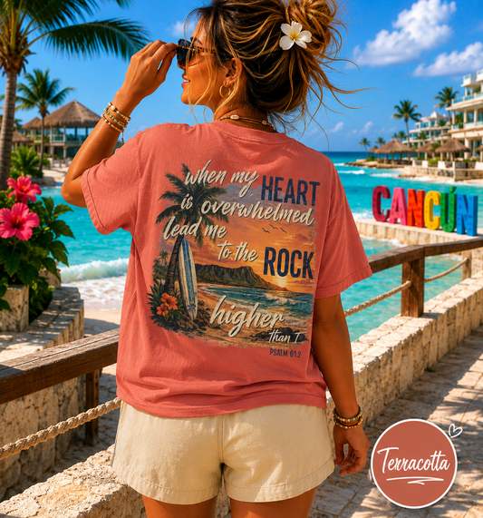 Lead Me to The Rock Psalm 61 Bible Verse Surf Tee