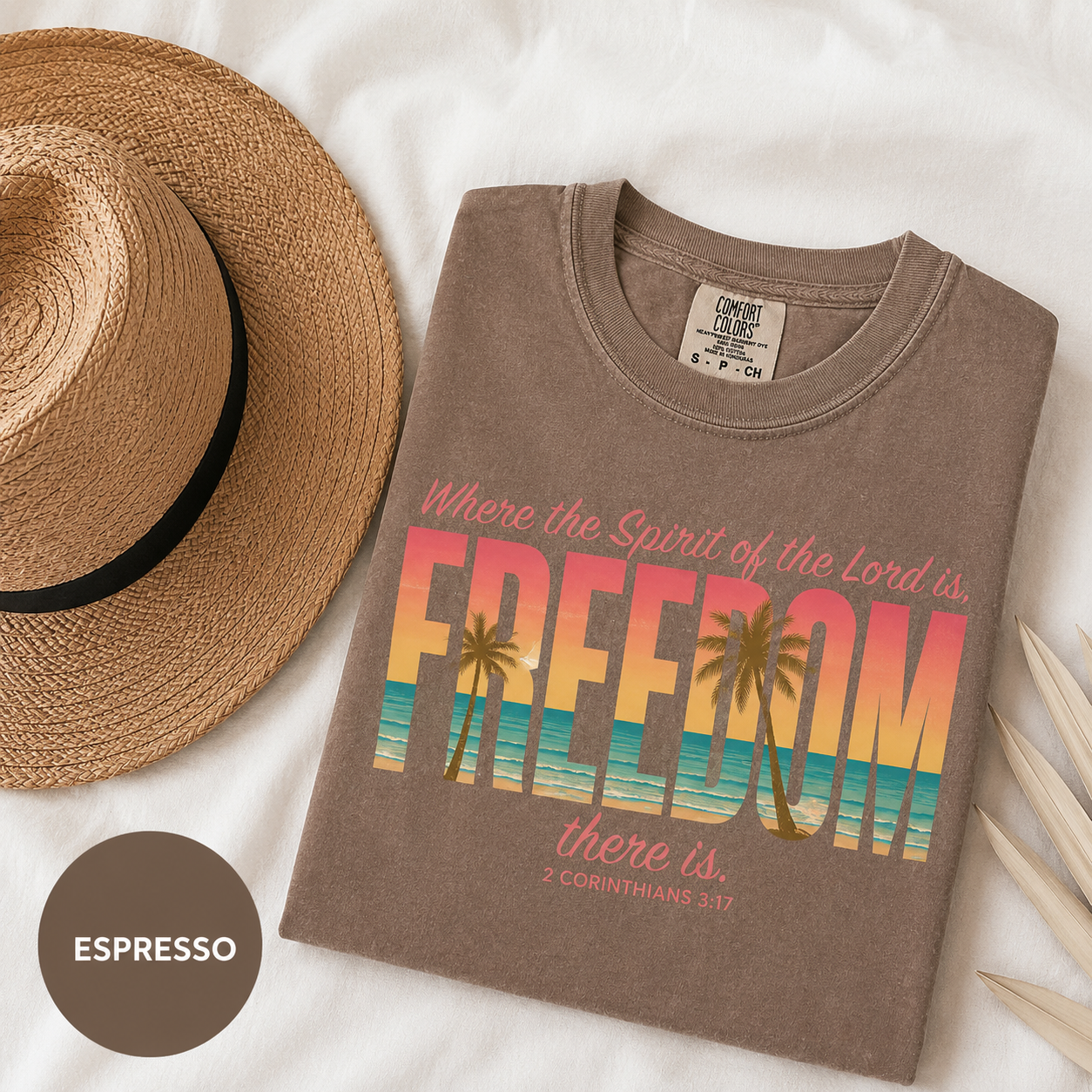 Freedom Beach Christian Surf Tee - 2 Corinthians 3:17