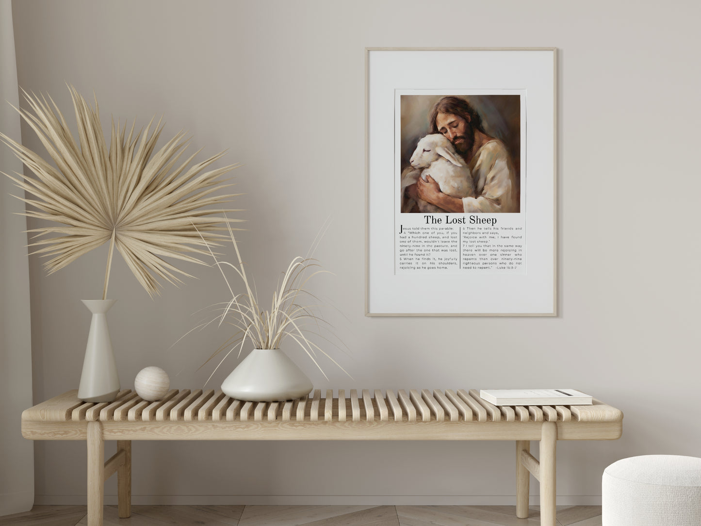 Parable of The Lost Sheep | Bible Verse Wall Art - Luke 15:3 | Jesus Art Painting - Unframed Print