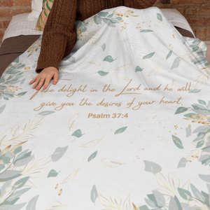 Bible Verse Blanket Take Delight In The Lord - Psalm 37:4 | Christian Blanket - Throw Blanket