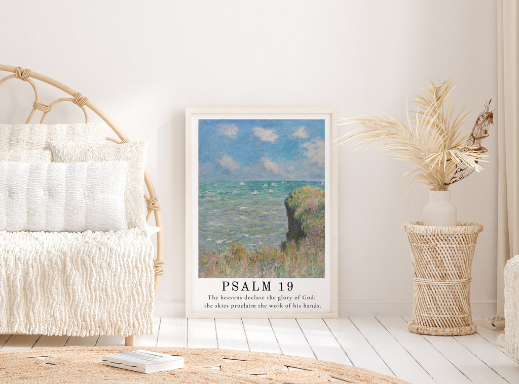 The Heavens Declare the Glory of God - Psalm 19 | Vintage Claude Monet Art with Psalm Scripture - Unframed Art Print