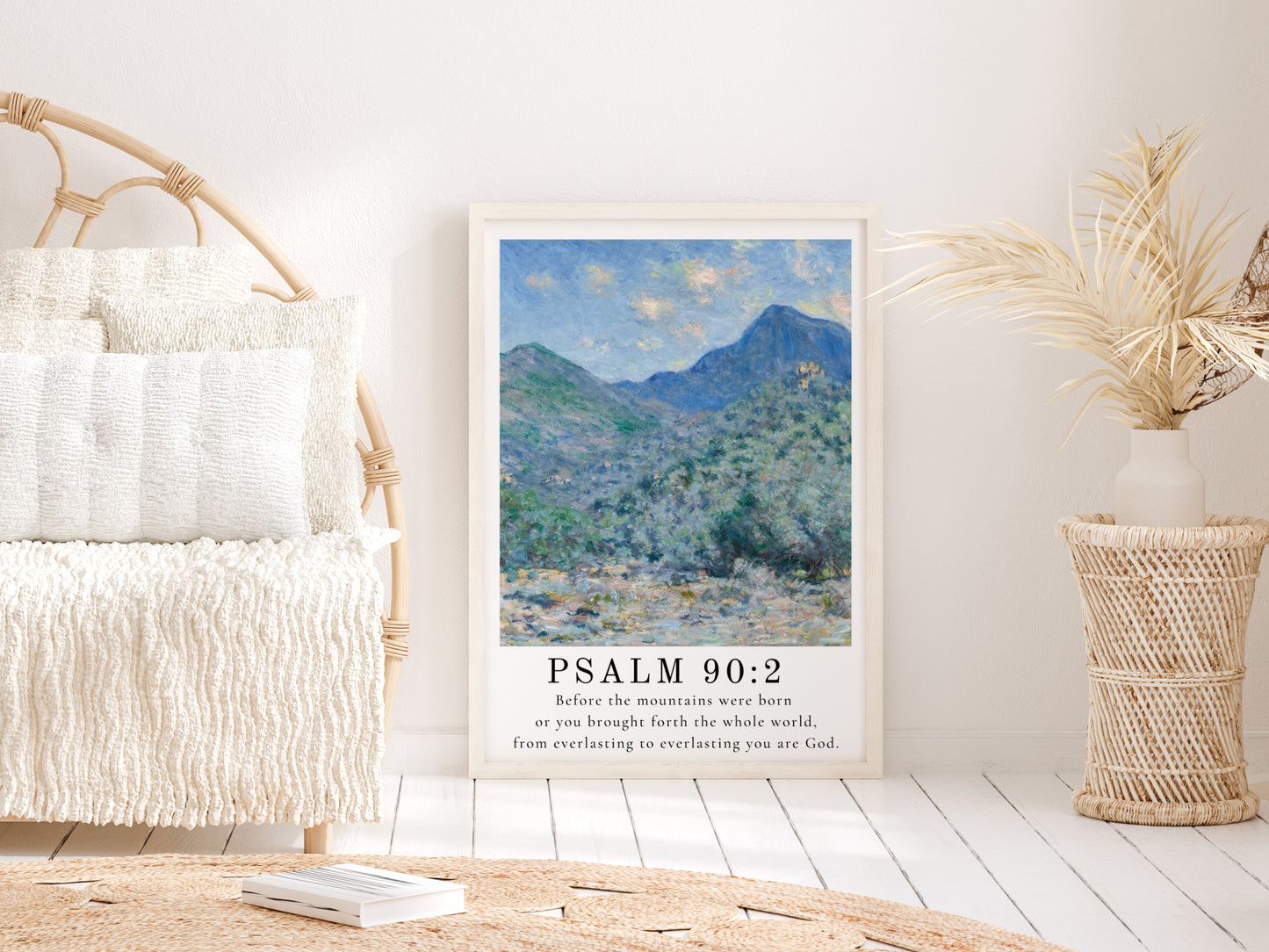 Psalm 90:2 Scripture Wall Art | Vintage Claude Monet Painting with Bible Verse - Unframed Print