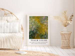 Thy Word Is a Lamp to My Feet and Light to My Path - Psalm 119:105 | Vintage Claude Monet Art with Psalm Scripture - Unframed Art Print