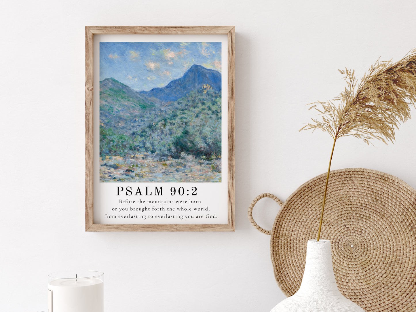 Psalm 90:2 Scripture Wall Art | Vintage Claude Monet Painting with Bible Verse - Unframed Print