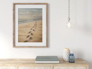 Footprints In The Sand Wall Print | Christian Wall Art Decor- Unframed PHYSICAL PRINT
