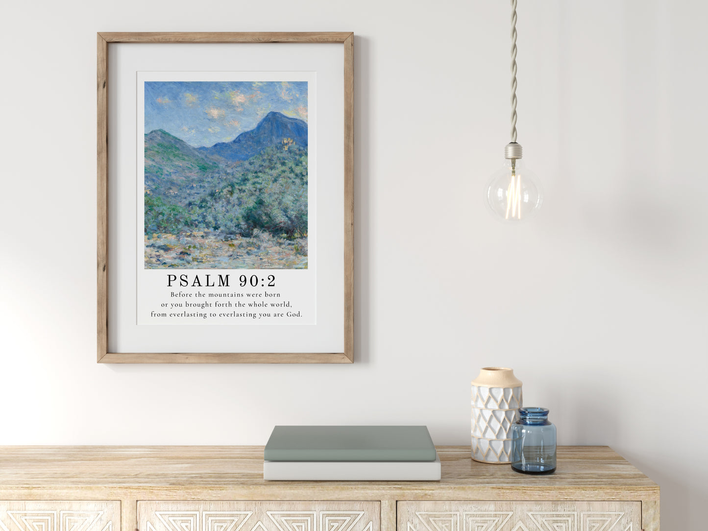 Psalm 90:2 Scripture Wall Art | Vintage Claude Monet Painting with Bible Verse - Unframed Print