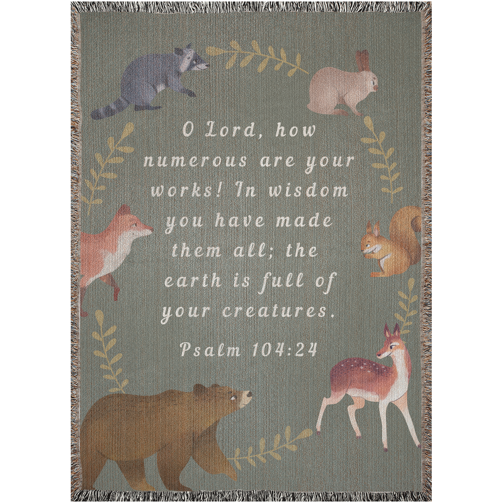 Woodland Animals Bible Verse Woven Blanket