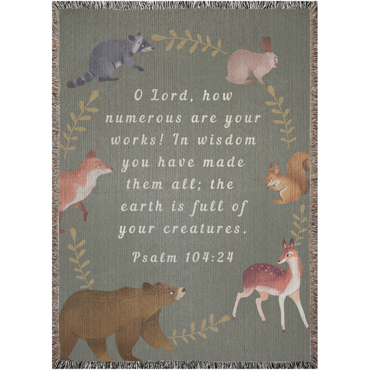 Woodland Animals Bible Verse Woven Blanket