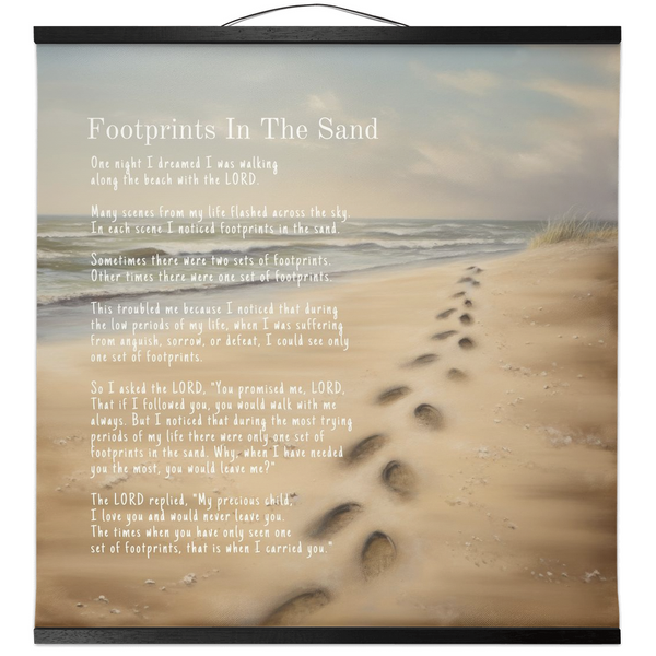 Hanging Canvas Tapestry - Footprints In The Sand Art On Canvas Hover