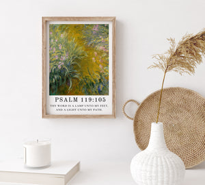 Thy Word Is a Lamp to My Feet and Light to My Path - Psalm 119:105 | Vintage Claude Monet Art with Psalm Scripture - Unframed Art Print