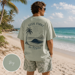 Seek First The Kingdom - Matthew 6:33 Bible Verse Surf Tee