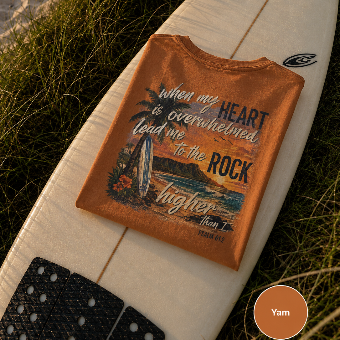 Lead Me to The Rock Psalm 61 Bible Verse Surf Tee