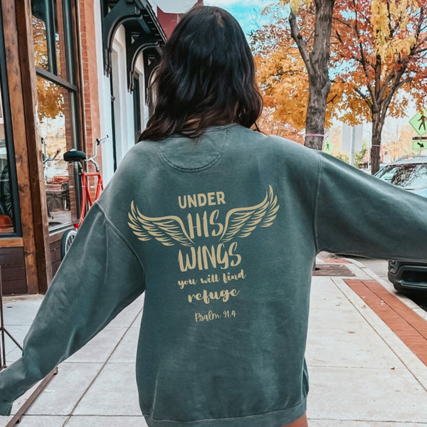 Psalm 91 - Under His Wings Sweater | Comfort Colors Sweatshirt Hover