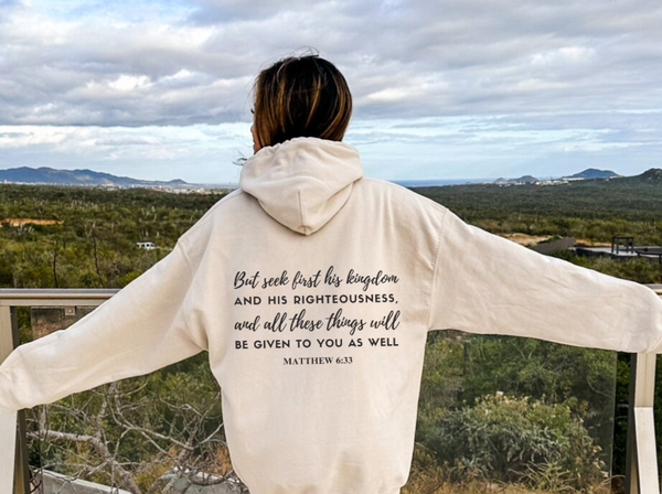 Seek First His Kingdom Hoodie | Hooded Sweatshirt, Minimalist Hoodie Hover