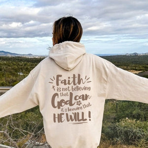 Faith Hoodie | Brown Aesthetic Hooded Sweatshirt, Christian Hoodie