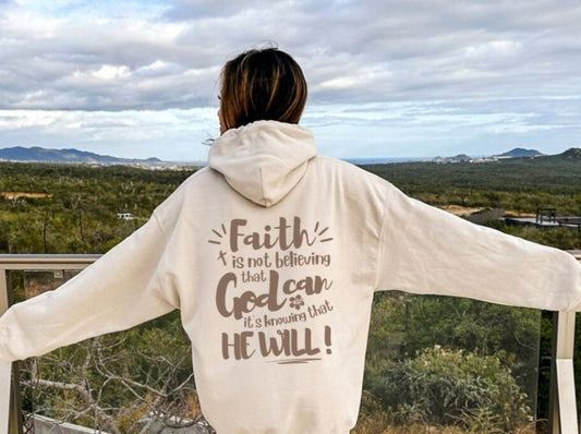 Faith Hoodie | Brown Aesthetic Hooded Sweatshirt, Christian Hoodie