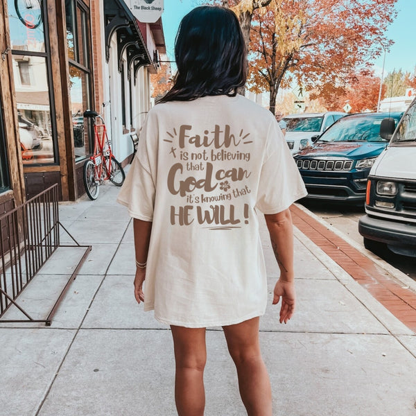 Faith Shirt - Christian Shirt | Christian Tee Brown Aesthetic Shirt Hover