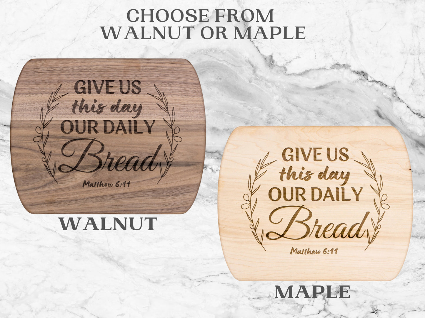 Wooden Cutting Board | Wood Chopping Board Engraved with Bible Verse Matthew 6