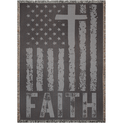 Faith - American Flag - Woven Blanket