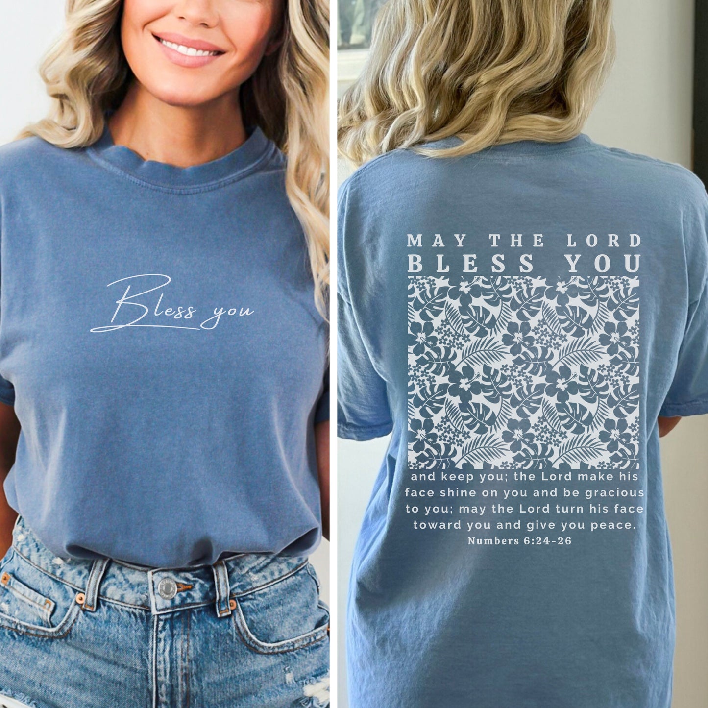 May The Lord Bless You Christian T-Shirt | Comfort Colors Shirts | Scripture Shirt, Numbers 6:24 Bible Verse Shirt