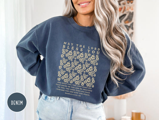 The Blessing - May The Lord Bless You Christian Sweatshirt | Comfort Colors Dyed Sweatshirt