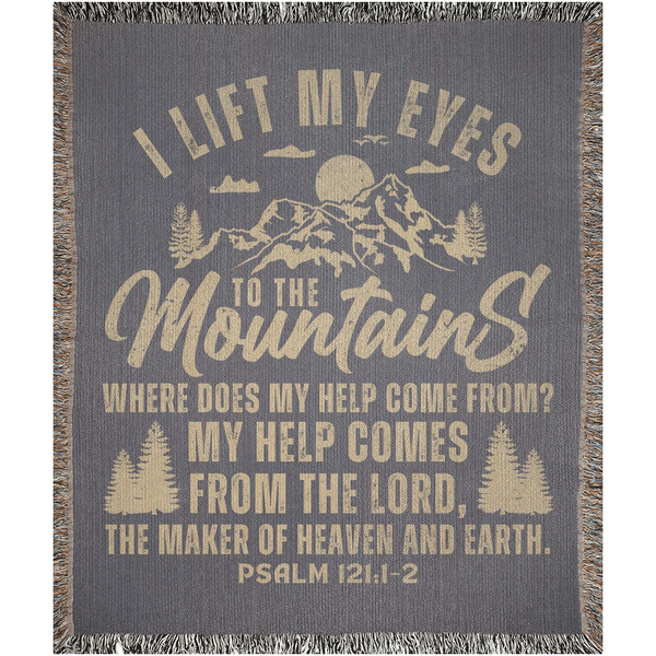 Psalm 121 Bible Verse Blanket - Christian Blanket | 100% Cotton Woven Blanket Hover